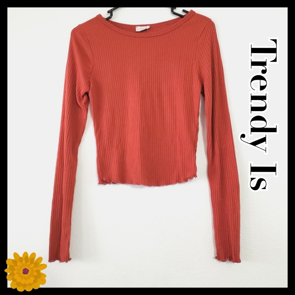 $  3/$15 TrendyIs:Size:L/ Burnt Orange Longsleeve Top